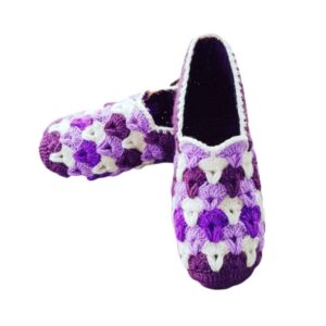 Häkelslippers für Damen aus Baumwolle, gestrickt Modell Homa