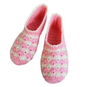 Häkelslippers für Damen aus Baumwolle, gestrickt Modell Kiana
