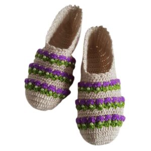 Häkelslippers für Damen aus Baumwolle, gestrickt Modell Morvarid