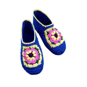 Häkelslippers für Damen aus Baumwolle, gestrickt Modell Motif