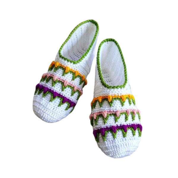 Häkelslippers für Damen aus Baumwolle, gestrickt Modell Nelin