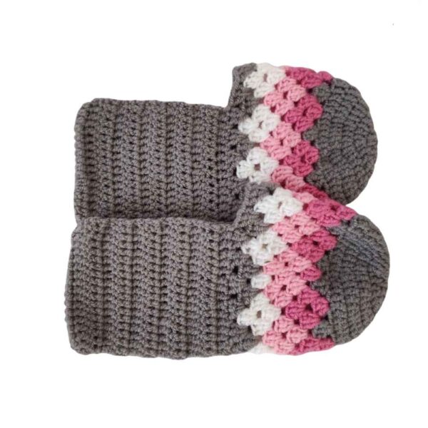 Häkelslippers für Damen aus Baumwolle, gestrickt Modell Rosa