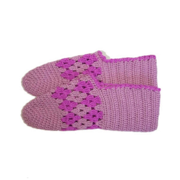 Häkelslippers für Damen aus Baumwolle, gestrickt Modell Violet