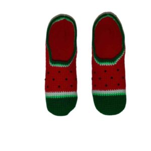 Häkelslippers für Damen aus Baumwolle, gestrickt Modell Yalda Wassermelone