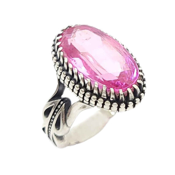 Persischer Rosatopas Silberring für Herren Jalal