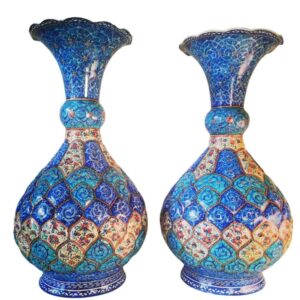 Set aus 2 dekorativen Kupfervasen, handbemalt mit Persischer Minakari-Emaille Ana