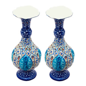 Set aus 2 dekorativen Kupfervasen, handbemalt mit Persischer Minakari-Emaille Baha