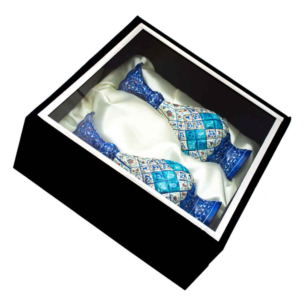 Set aus 2 dekorativen Kupfervasen, handbemalt mit Persischer Minakari-Emaille Sarahi