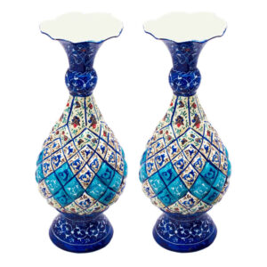 Set aus 2 dekorativen Kupfervasen, handbemalt mit Persischer Minakari-Emaille Sarahi