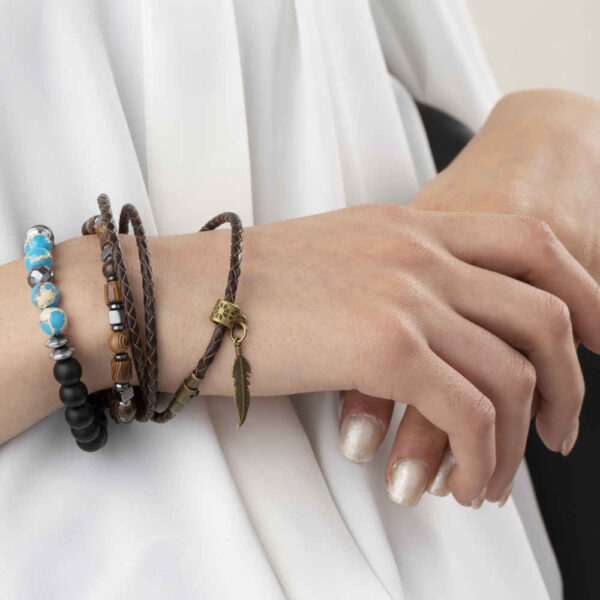 Set aus 3 Perlenarmbändern für Damen und Herren – Natur Kollektion