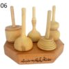 Set aus 5 klassischen persischen Holzkreisel – Traditionelle handgefertigte Spielzeuge
