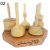 Set aus 5 klassischen persischen Holzkreisel – Traditionelle handgefertigte Spielzeuge