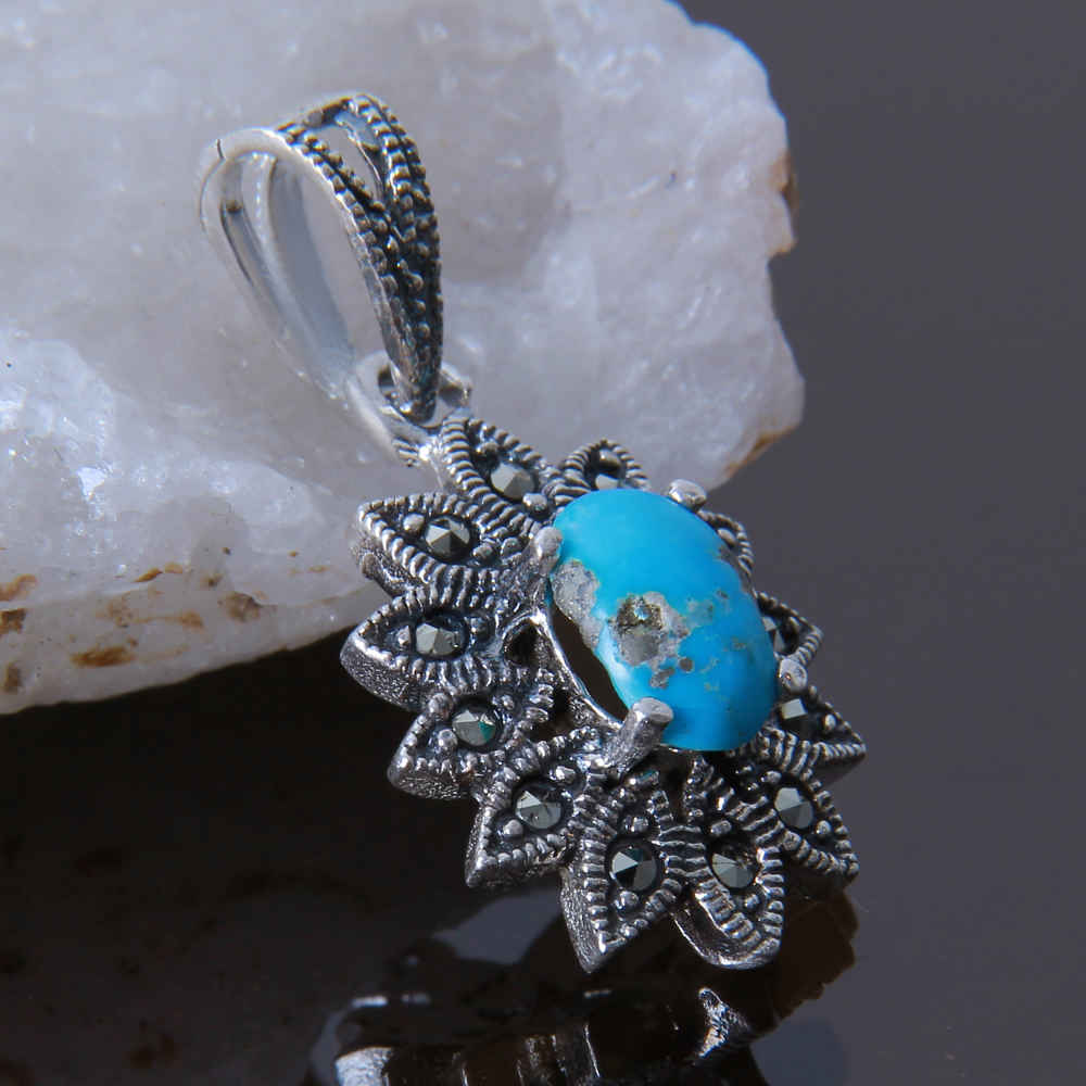 Persischer Silberanhänger mit Türkis-Edelstein Safa