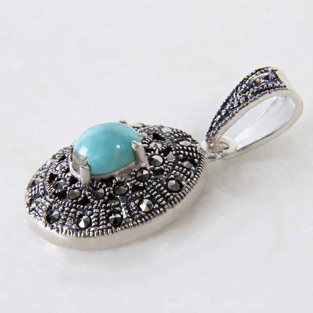 Persischer Silberanhänger mit Türkis-Edelstein Yas