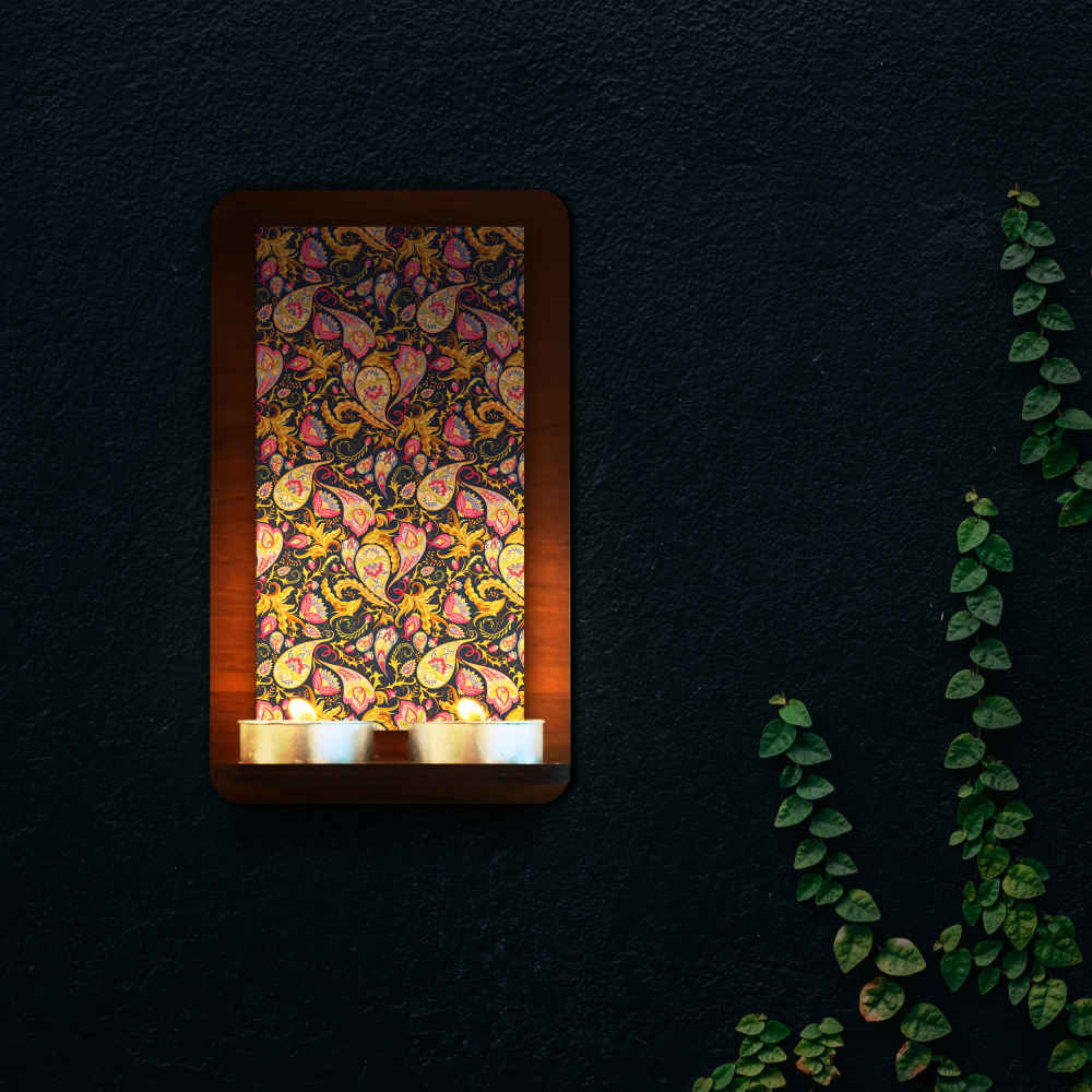 Persischer Holz-Teelicht-Wandleuchter Paisley (x2)