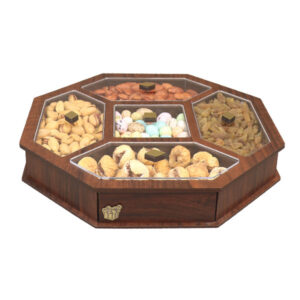 Holz-Nuss- & Snacks-Organizer-Box Modell Achteck