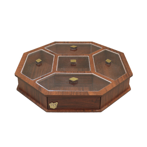 Holzaufbewahrungskästchen für Nüsse und Snacks, Ausführung Achteck