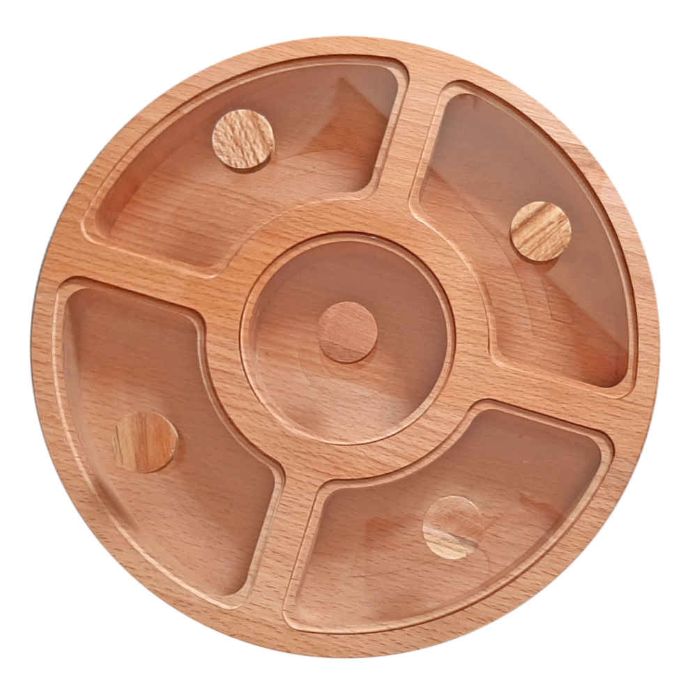 Holzaufbewahrungskästchen für Nüsse und Snacks in Rundform