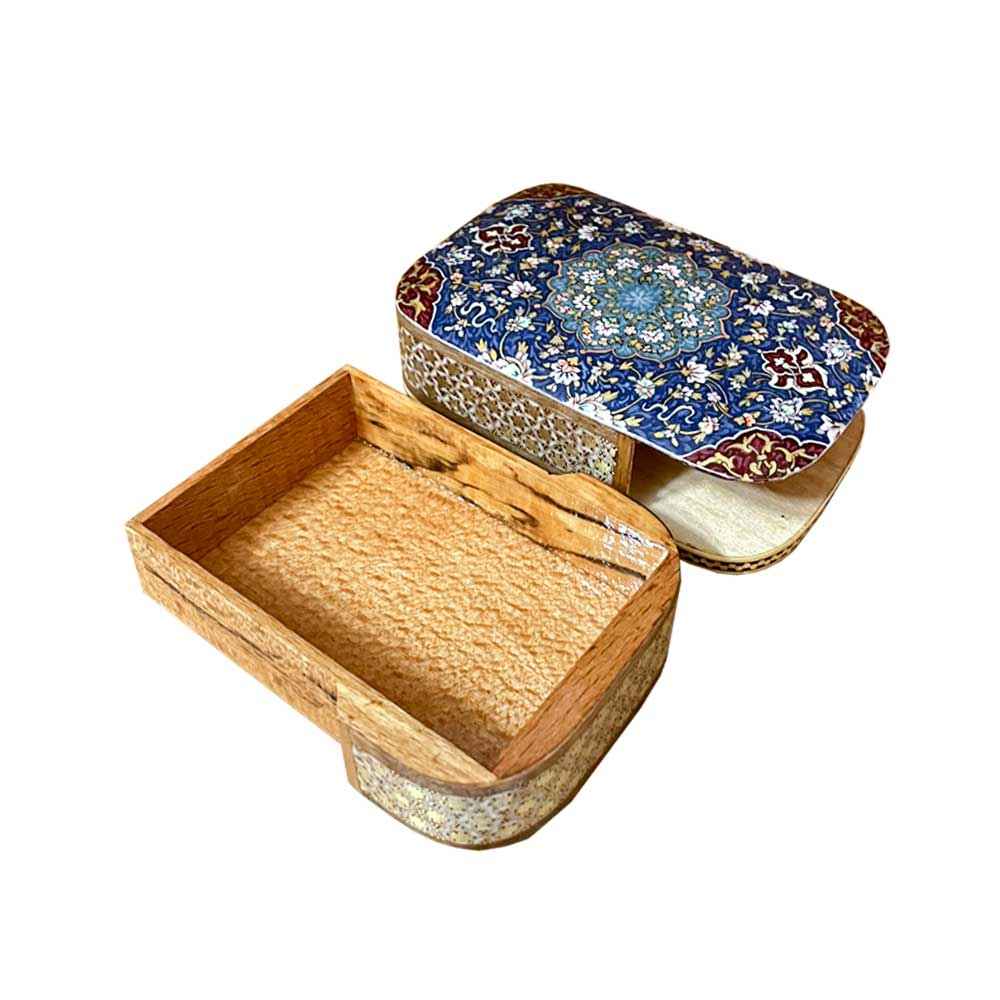 Persische Holz-Spielkarten-Aufbewahrungsbox – Khatam Emaille