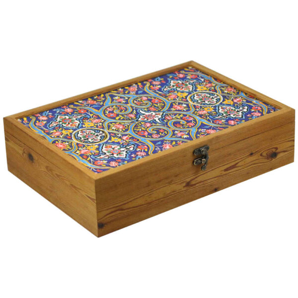 Holz-Teebeutel-Aufbewahrung mit Fächern und persischem Muster „Barana“