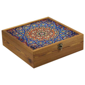 Holz-Teebox-Organizer mit Fächern und persischem Muster Samin