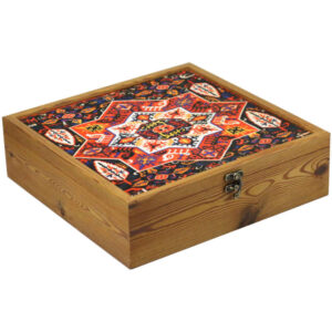 Holz-Teebox-Organizer mit Fächern und persischem Muster Dorna