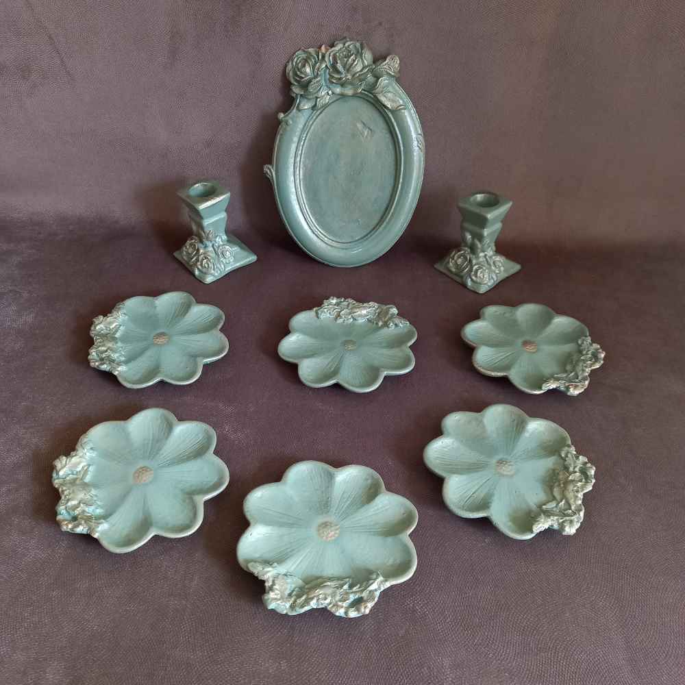 Haftseen Set Teller mit Spiegel geeignet für Nowruz Gol (9 Stück)