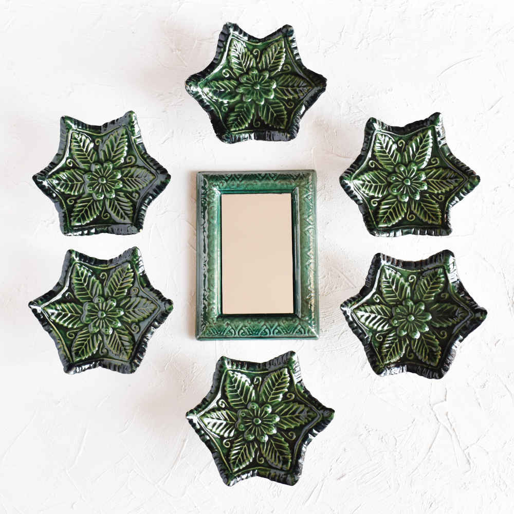 Haftseen Set Teller mit Spiegel geeignet für Nowruz Sabzineh (10 Stück)