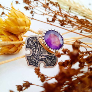 Traditioneller persischer lila Amethyst Silberring für Damen
