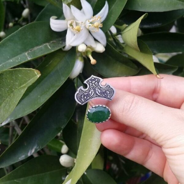 Persischer Silberring mit Jade Edelstein für Damen