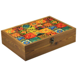 Holz-Teebox-Organizer mit Fächern und persischem Muster Termo