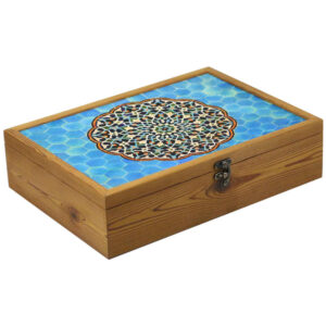 Holz-Teebox-Organizer mit Fächern und persischem Muster Kachel