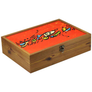 Holz-Teebox-Organizer mit Fächern und persischem Muster Kalligraphie