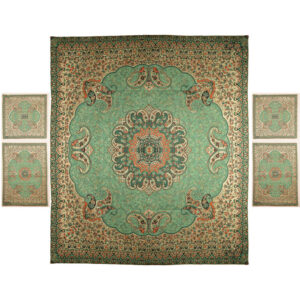 Persisches Bettüberwurf-Set – Orientalischer Stil, Doppelgröße mit Termeh-Stoff – Green Reyhan