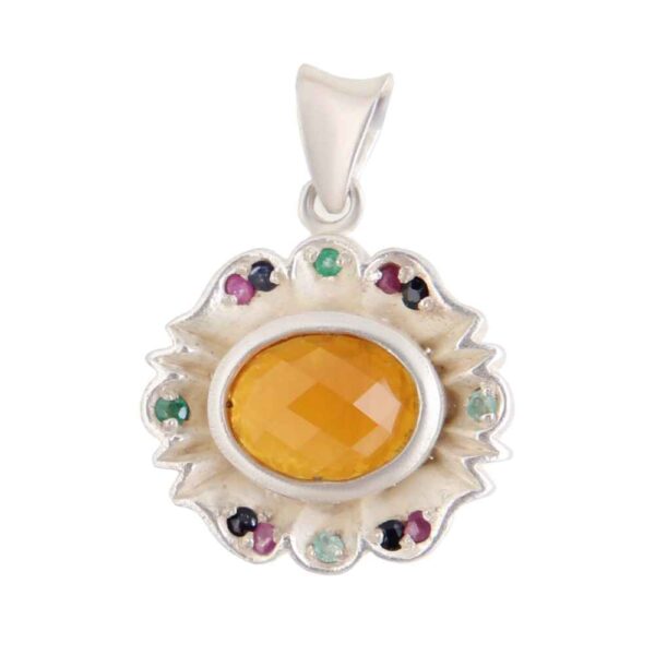 Persischer Silberanhänger im klassischen Stil mit jemenitischem Aqeeq-Edelstein Sarvin