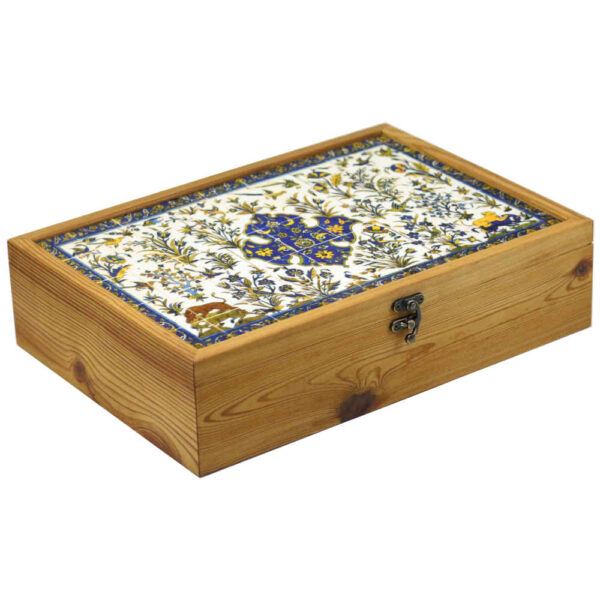 Holz-Teebeutel-Aufbewahrung mit Fächern und persischem Muster „Basir“