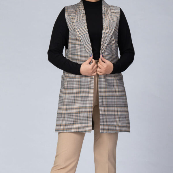 Damen Modischer Ärmelloser Blazer Modell Mehrsa