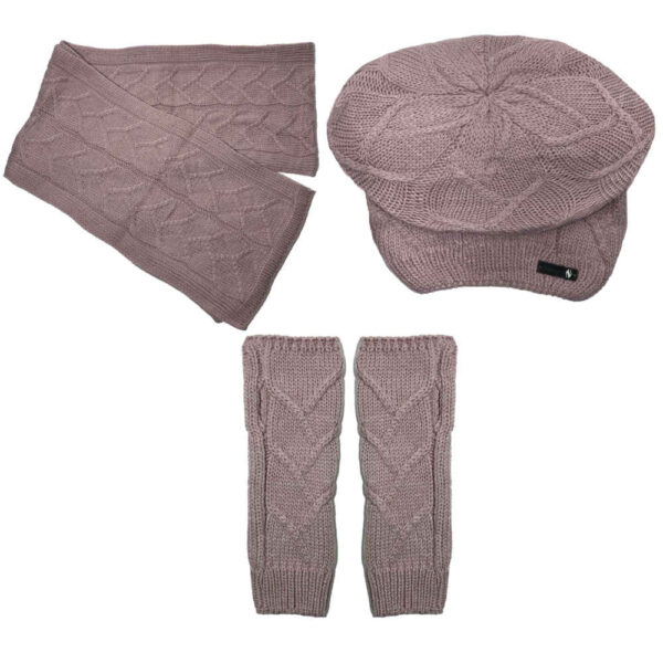 Damen Strickmütze und Schal Set Modell Lilac