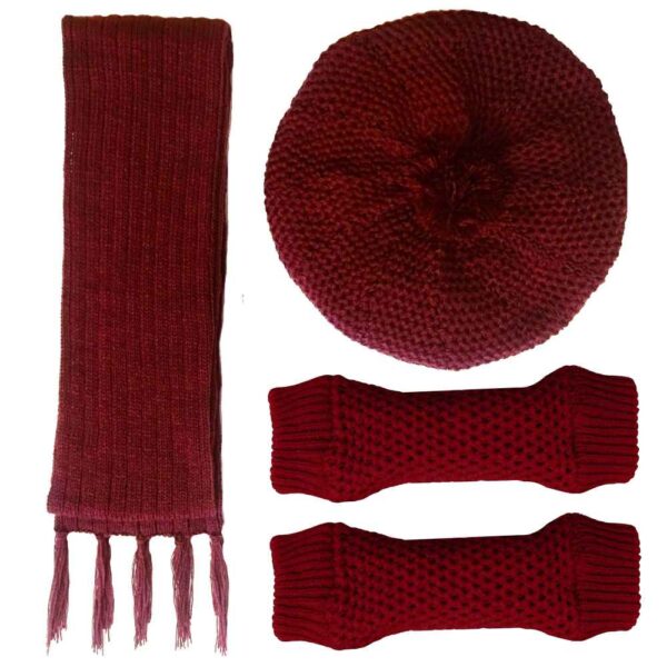 Damen Strickmütze und Schal Set Modell Rose