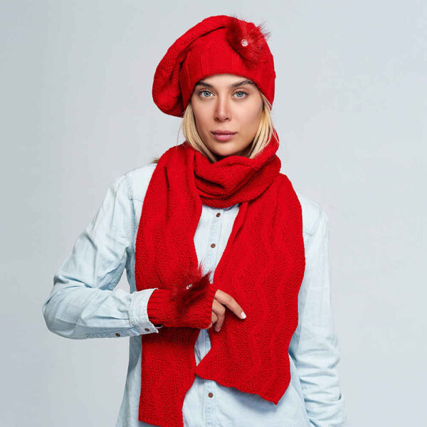 Damen Strickmütze und Schal Set Modell Sam