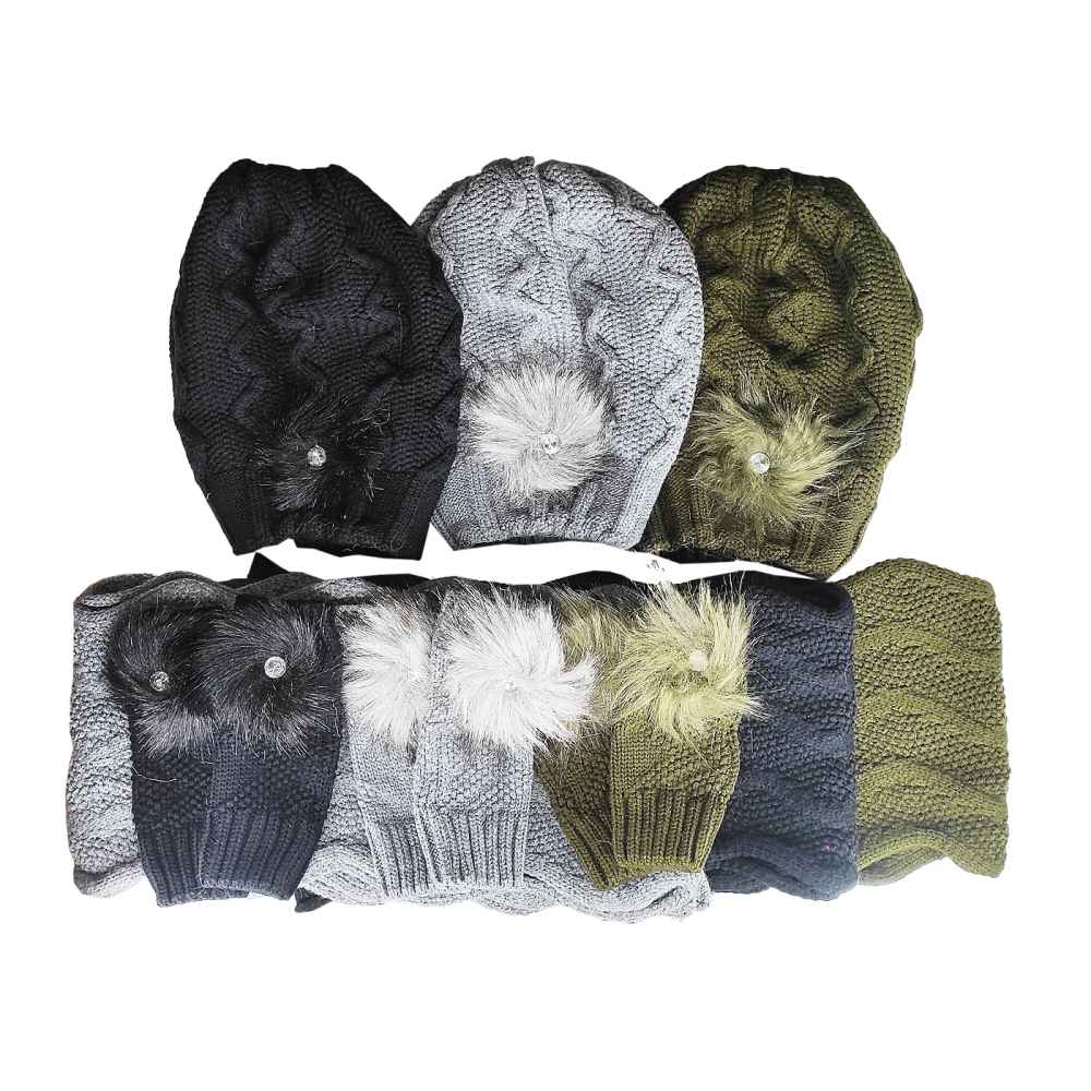 Damen Strickmütze und Schal Set Modell Sam