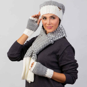 Damen Strickmütze und Schal Set Modell Sara
