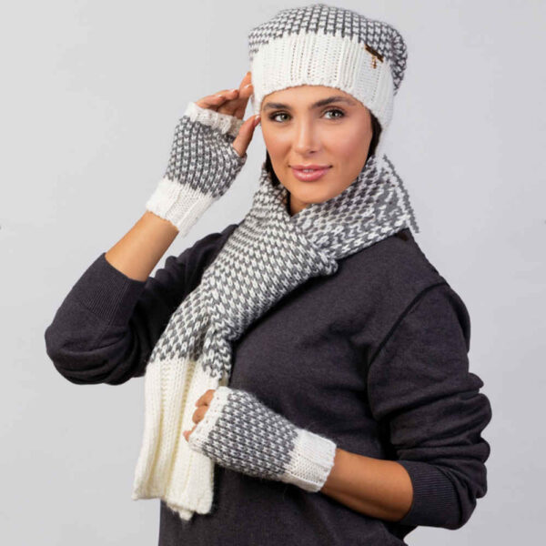 Damen Strickmütze und Schal Set Modell Sara