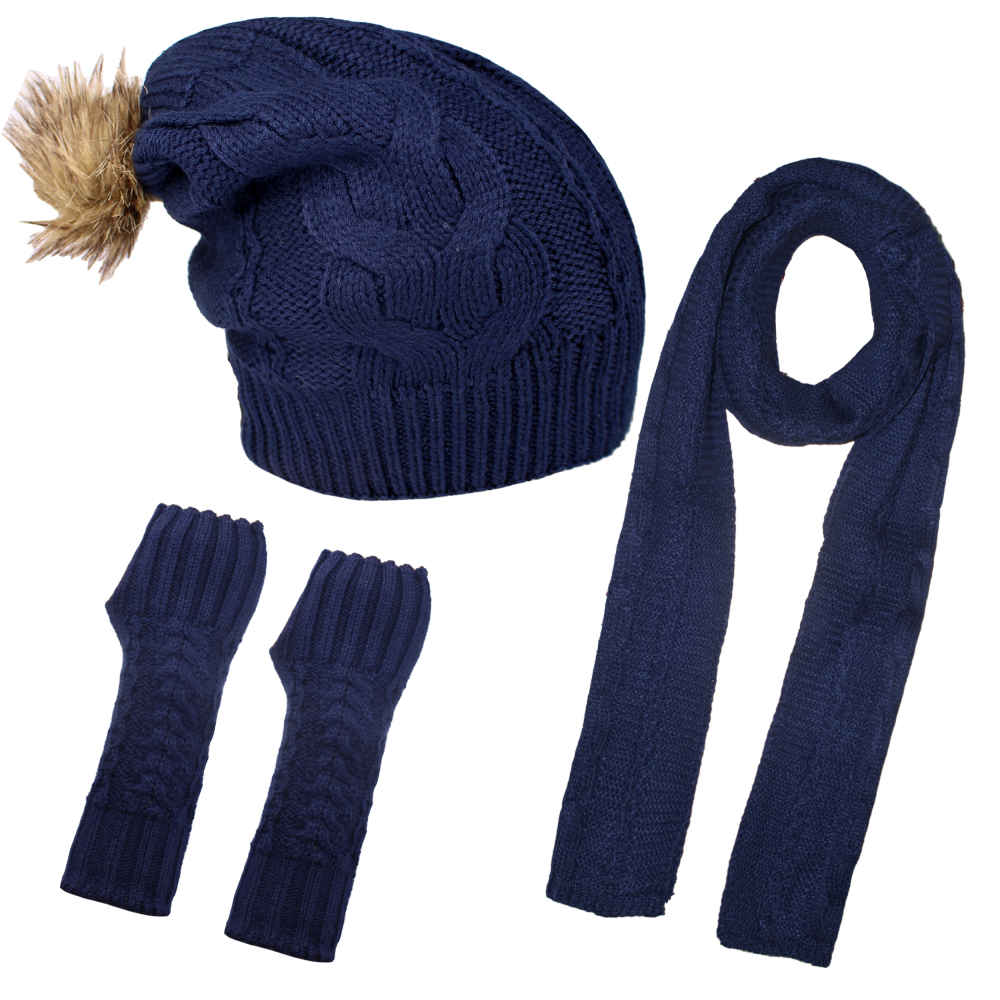 Damen Strickmütze und Schal Set Modell Tooran
