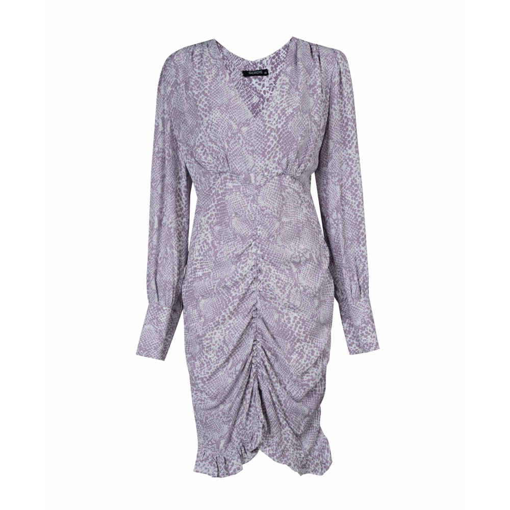 Damenkleid mit Langarm und Schlangenhautmuster für jede Jahreszeit – Modell Elika