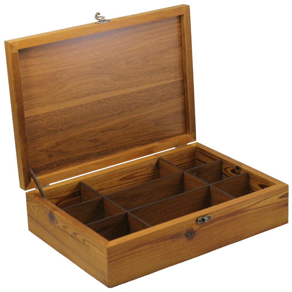 Holz-Teebox-Aufbewahrung mit Fächern und persischem Muster Tanz