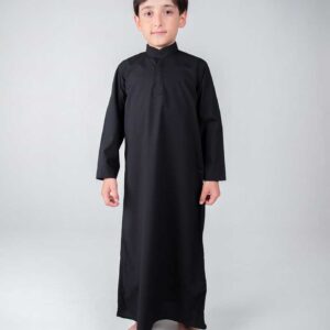 Schwarze Dishdasha Thobe für Kinder – Traditionelle Arabische Kleidung