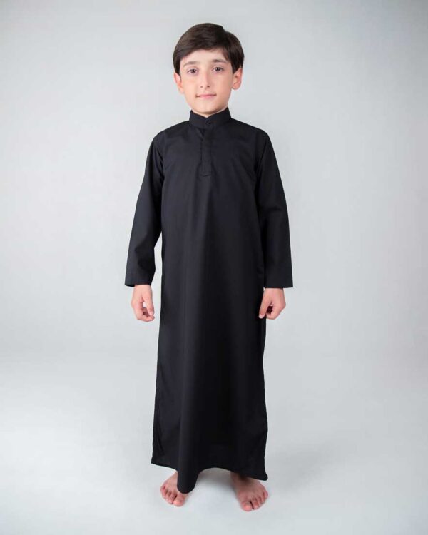 Schwarze Dishdasha Thobe für Kinder – Traditionelle Arabische Kleidung