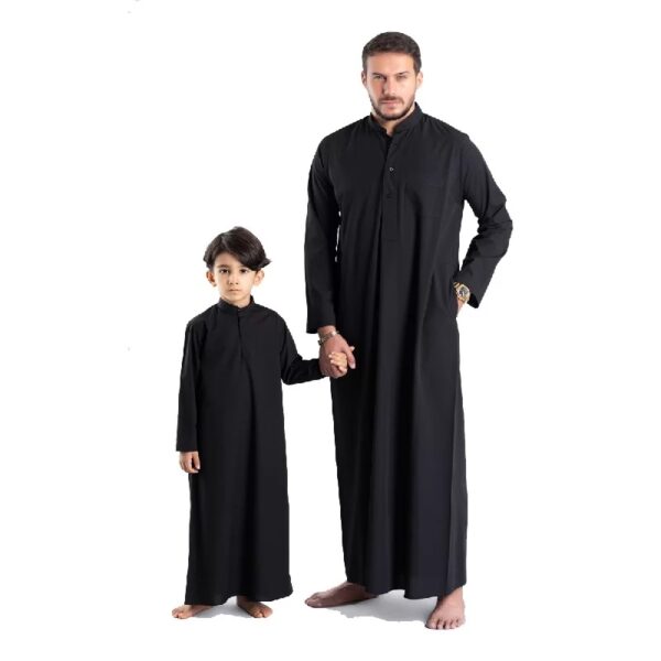 Schwarze Dishdasha Thawb für Kinder (Größe 38–44) – Arabisches Gewand