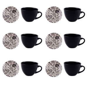 Persisches Teetassenset mit Untertasse – Paisley Keramikdesign (12-teilig)